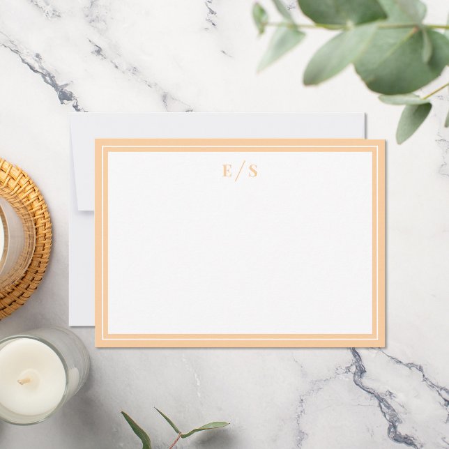 Minimalist Peach Border Monogram Card (Creator Uploaded)