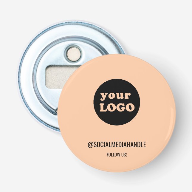 Minimalist Peach Custom Business Logo Bottle Opener (Front)