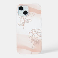 'Minimalist Peach Floral' iPhone 15 Slim Fit Case