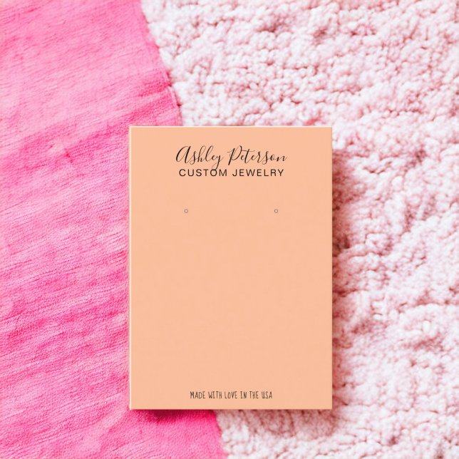Minimalist peach  jewellery earring display business card (Minimalist peach jewelry earring display business card)
