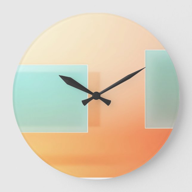 Minimalist Peach Mint Abstract Geometric Art Large Clock (Front)