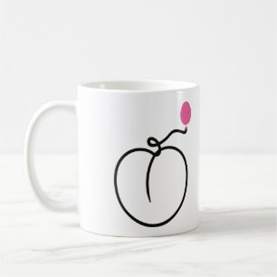 Minimalist Peach One Line Art with Pink Balloon Coffee Mug
