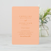 Minimalist Peach Orange Elegant Modern Wedding