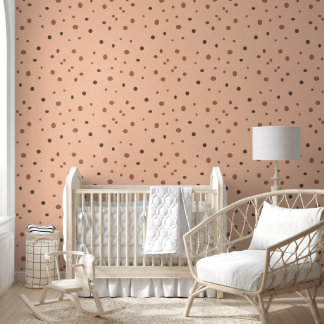 Minimalist Peach Polka Dot Seamless Pattern Wallpaper