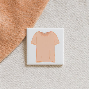 Minimalist Peach Tee Illustration  15 Cm Square Badge