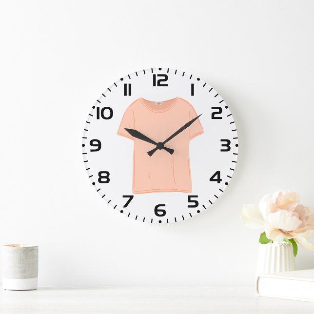 Minimalist Peach Tee Illustration  Large Clock (Creator Uploaded)