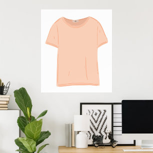 Minimalist Peach Tee Illustration  Poster