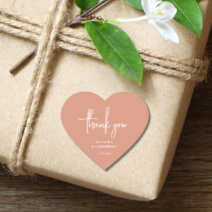 Minimalist Peach Wedding Heart Sticker