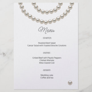 Minimalist Pearl Wedding Menu
