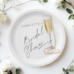 Minimalist Pearls and Prosecco Bridal shower Paper Plate<br><div class="desc">Minimalist Pearls and Prosecco Bridal shower Paper Plates 
Matching items are available.</div>