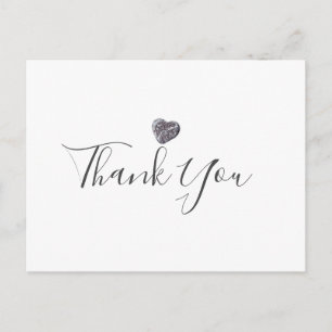 Minimalist Pebble Heart Script Business Thank You Postcard