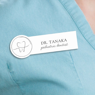 Minimalist Pediatric Dentist Name Tag
