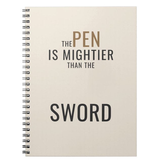 Minimalist Pen Is Mightier Quote Writer Notebook (Front)
