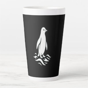 Minimalist Penguin Line Art Winter Wave Modern Aes Latte Mug
