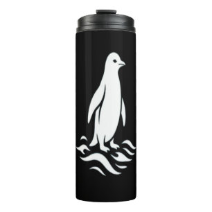 Minimalist Penguin Line Art Winter Wave Modern Aes Thermal Tumbler