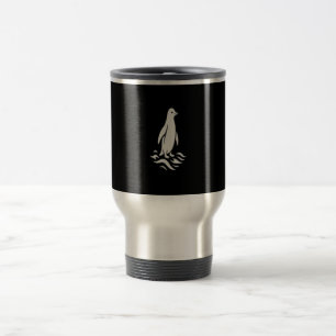 Minimalist Penguin Line Art Winter Wave Modern Aes Travel Mug