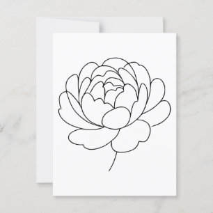 Minimalist Peony Bloom Line Art Postcard