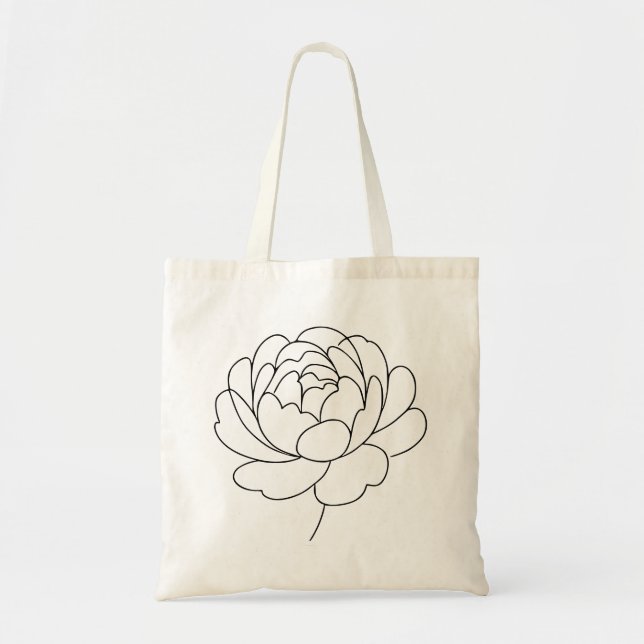 Minimalist Peony Bloom Line Art  Tote Bag (Front)