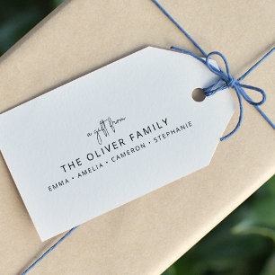 Minimalist Personalised A Gift From Family Name Gift Tags