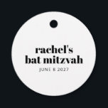 Minimalist Personalised Black White Bat Mitzvah Favour Tags<br><div class="desc">Personalised Modern Bold Typography Black and White Bat Mitzvah Favour Tags</div>