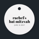 Minimalist Personalised Black White Bat Mitzvah Favour Tags<br><div class="desc">Personalised Modern Bold Typography Black and White Bat Mitzvah Favour Tags</div>