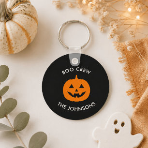 Minimalist Personalised Boo Crew Halloween Key Ring