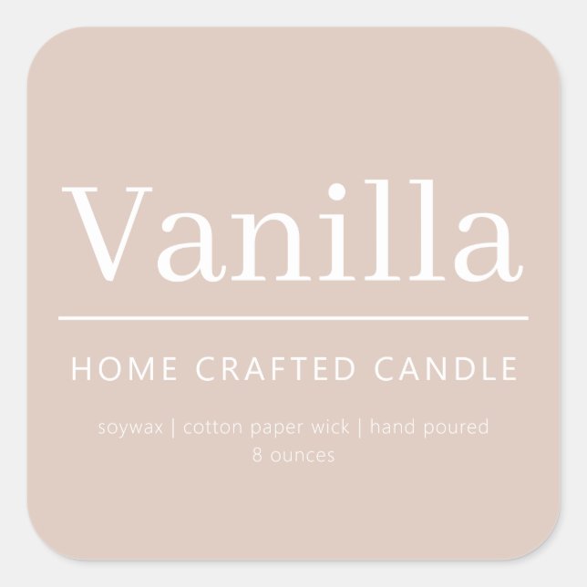 Minimalist Personalised Candle Label Sticker (Front)