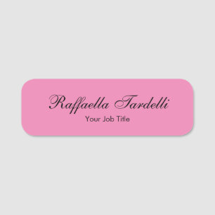 Minimalist personalised customised name pink colou name tag