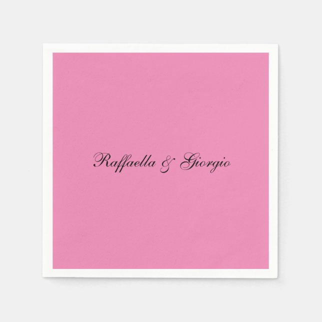 Minimalist personalised customised name pink colou napkin (Front)