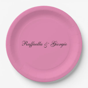 Minimalist personalised customised name pink colou paper plate
