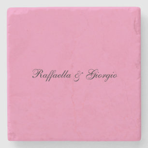 Minimalist personalised customised name pink colou stone coaster