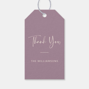Minimalist Personalised Dusty Purple Thank You Gift Tags