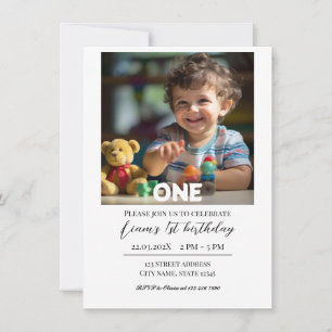 Minimalist Personalised First Birthday Invitation