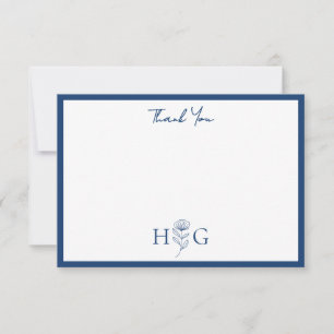 Minimalist Personalised Floral Monogram Thank You Card