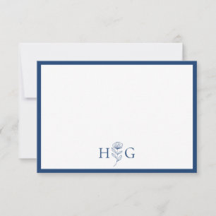 Minimalist Personalised Floral Monogram Thank You Card