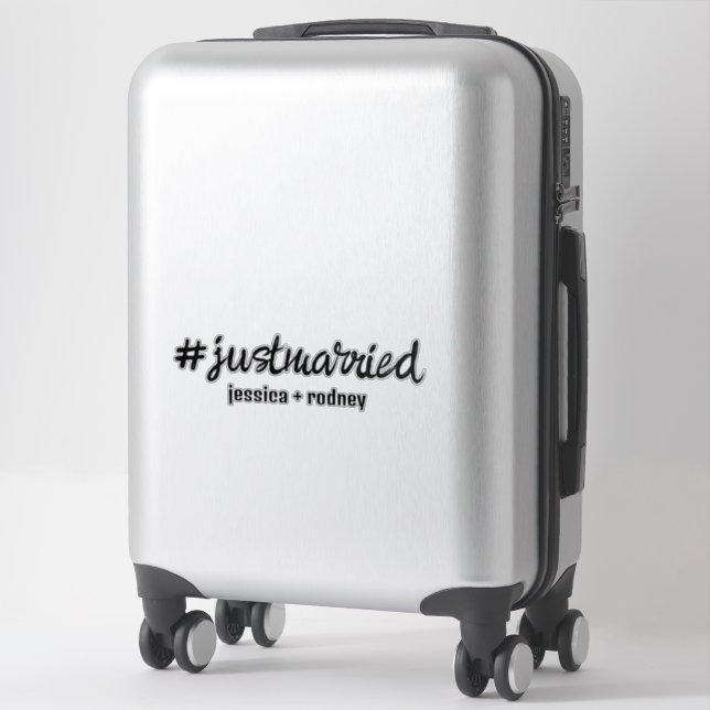 Minimalist Personalised Just Married Hashtag (Suitcase)