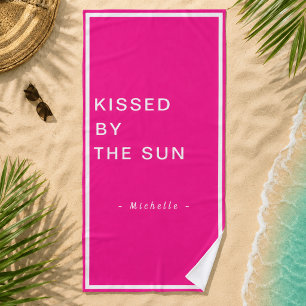Minimalist Personalised Kissed by the Sun Beach Towel