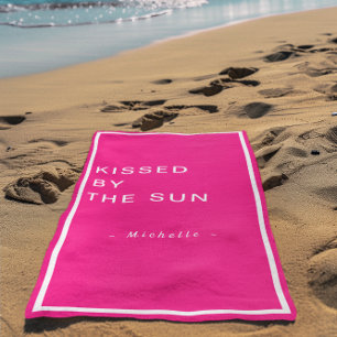 Minimalist Personalised Kissed by the Sun Beach Towel