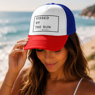 Minimalist Personalised Kissed by the Sun Trucker Hat