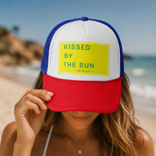 Minimalist Personalised Kissed by the Sun Trucker Hat