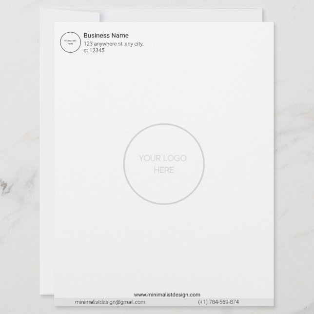 Minimalist Personalised Logo Letterhead (Front)