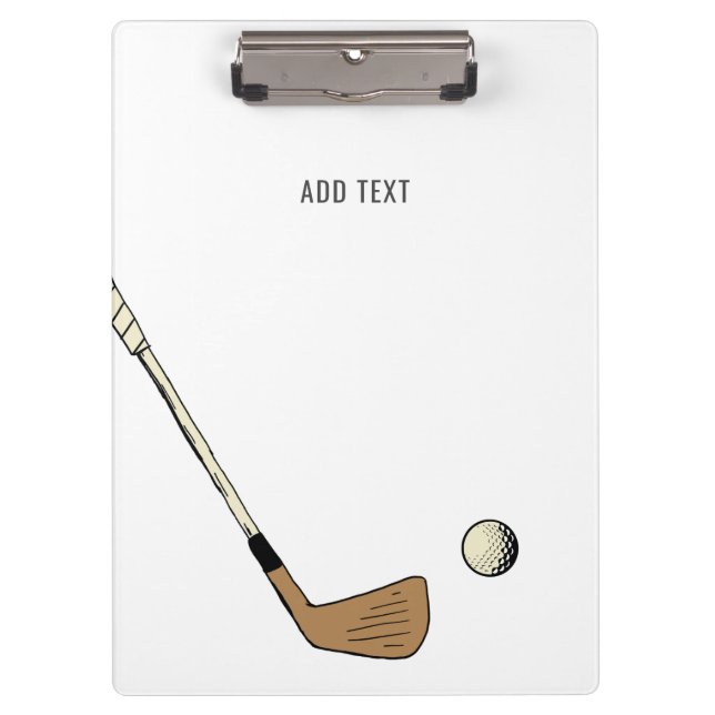 Minimalist Personalised Modern Vintage Golf  Clipboard (Front)