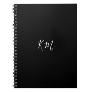 Minimalist personalised monogram initials black  notebook