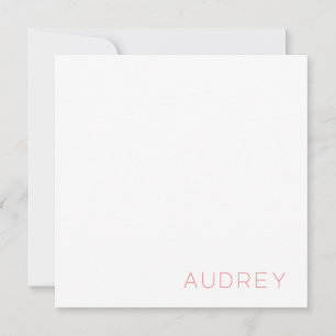 Minimalist Personalised Monogram Name Pink Card