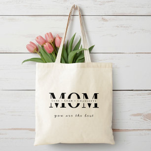 Minimalist Personalised Mum Name Tote Bag