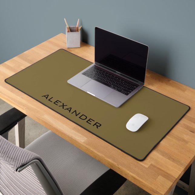 Minimalist personalised name brown &black desk mat (Office 2)