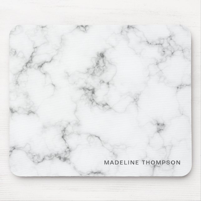 Minimalist Personalised Name Marble Mouse Pad (Front)