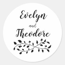 Minimalist Personalised Names Wedding Stickers