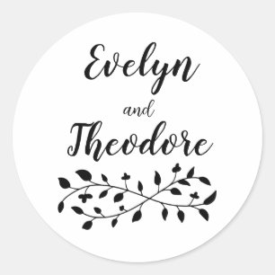 Minimalist Personalised Names Wedding Stickers