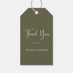 Minimalist Personalised Olive Green Thank You Gift Tags